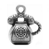 Підвіска металева, Ретротелефон, 12х15 мм, 1 шт., античне срібло