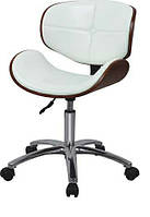 Стул мастера, маникюрный стул,кресло клиента маникюра, администратора в белом цвете на пневматике мод 2131