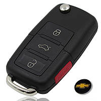 Корпус викидного ключа Chevrolet (3 кнопки + Panic + Логотип Chevrolet)