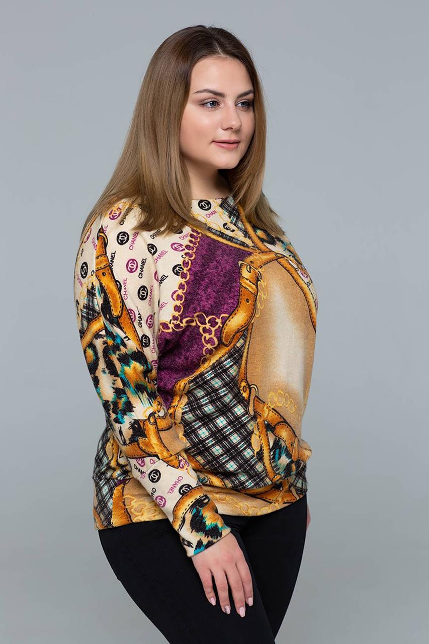 Тепла туніка з ангори великого розміру 54-60 жовта, фото 1