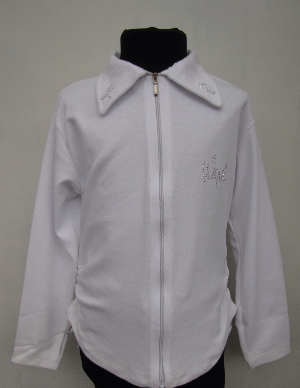 Біла блуза для дівчаток на блискавці 110,128,134,140 зросту, фото 1