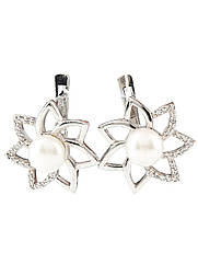 Сережки срібні з перлами Е-588