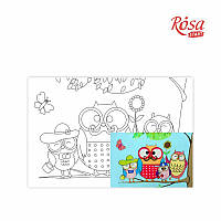 Холст на картоне с контуром Rosa Start 20x30 см акрил хлопок Совиная семья (4820149891989)