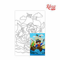 Полотно на картоні Rosa Start з контуром, Мультфільм №31 "Пірат на кораблі" 20x30 акриловий грунт хл