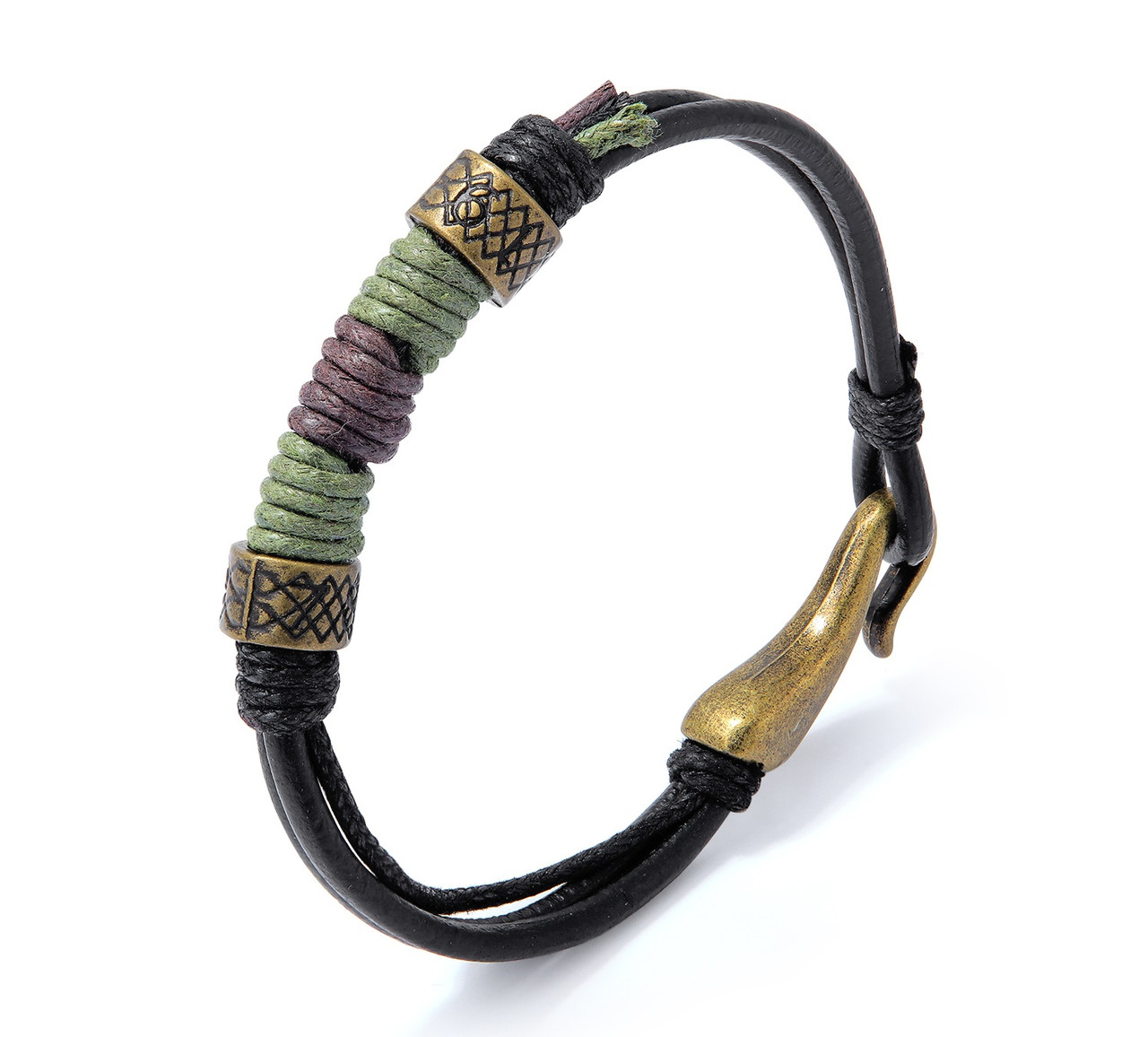 Браслет шкіряний "Конго" з бронзовими деталями, фото 1