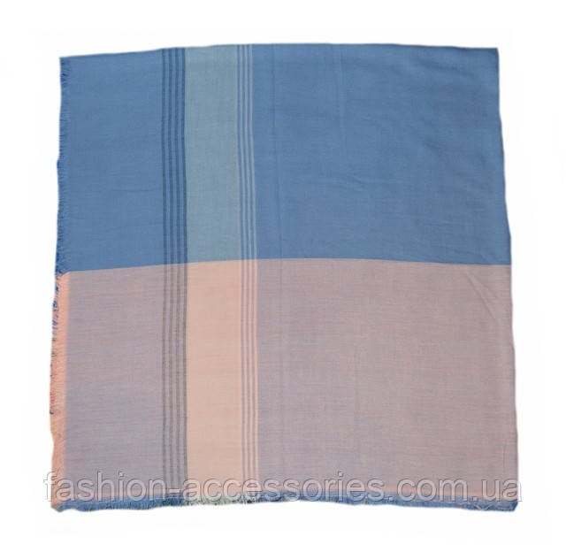 Хустка великий жіночий синій з бавовни Синій великий бавовняний хустку в клітку 2