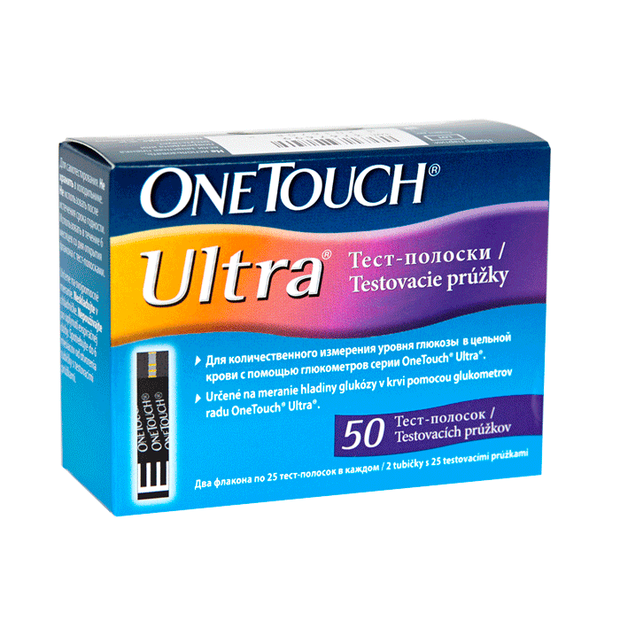 Тест-смужки One Touch Ultra, для глюкометрів, 50 шт.