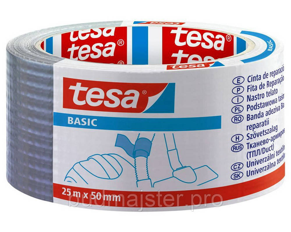 Тканинна клеюча стрічка Tesa Basic 50 мм, 25 м