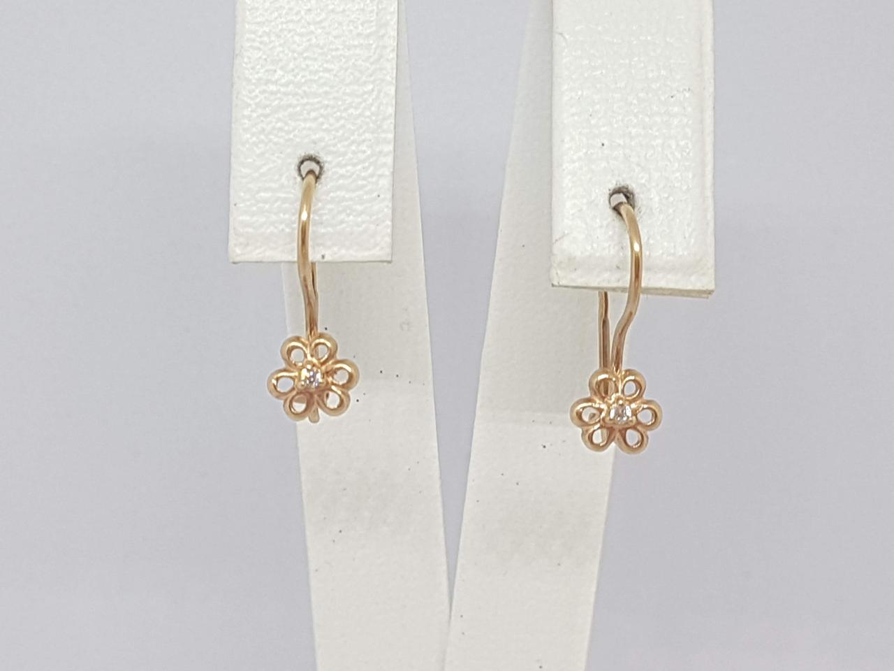 Золоті сережки з фіанітами. ДС044И, фото 1