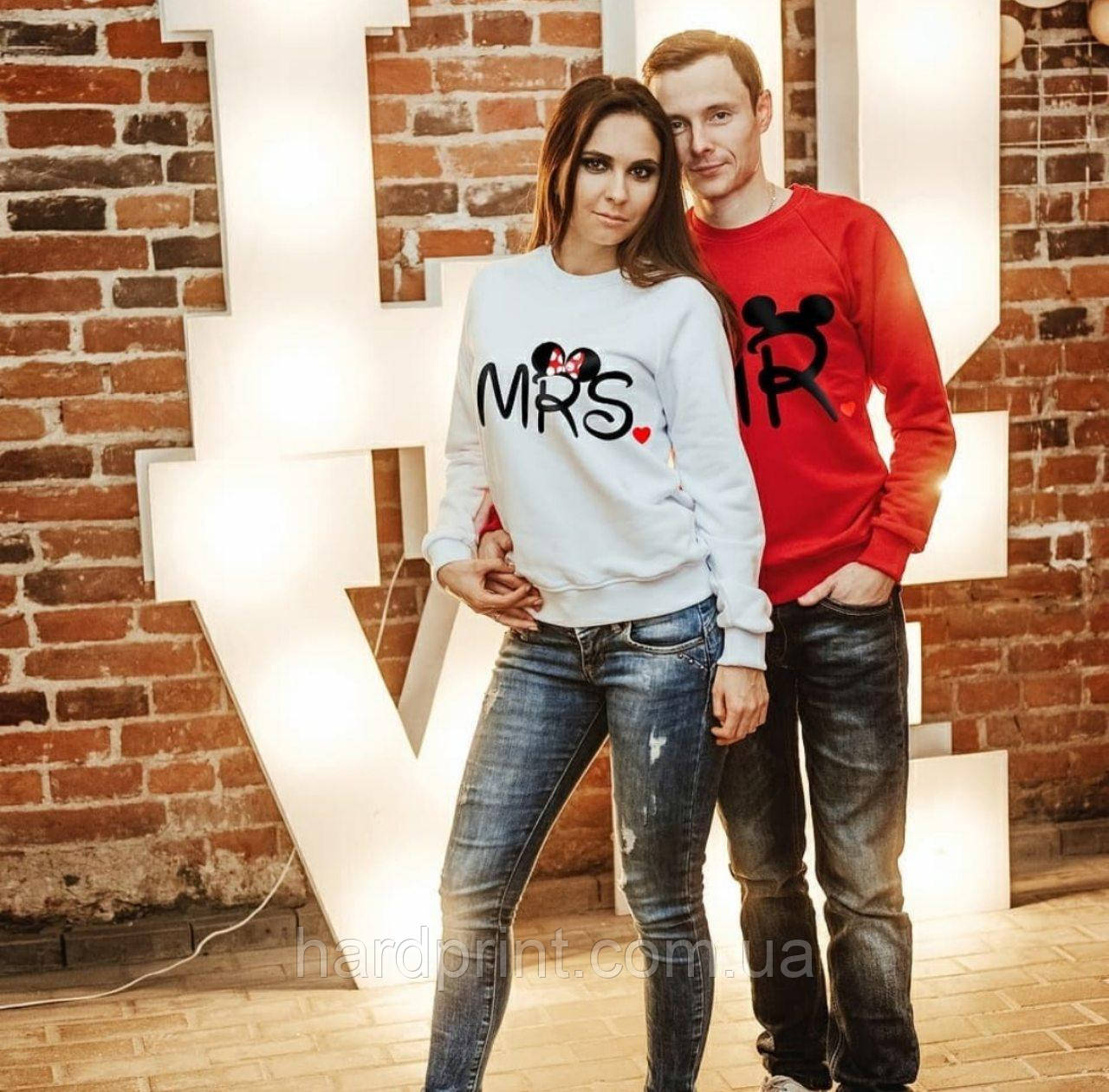 Парні свитшоты. Жіночий та чоловічий світшот. Містер і місіс. Mr and Mrs. Міккі і мінні МАУС