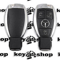 Ключ Mercedes (корпус Мерседес) 3 кнопки, 2 батарейки, (слот батарейки вытягивается), с лезвием