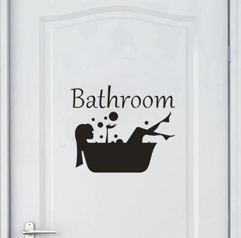 Наклейка на дверь ванной комнаты "Bathroom" - размер наклейки 19*15см - фото 1 - id-p883635262