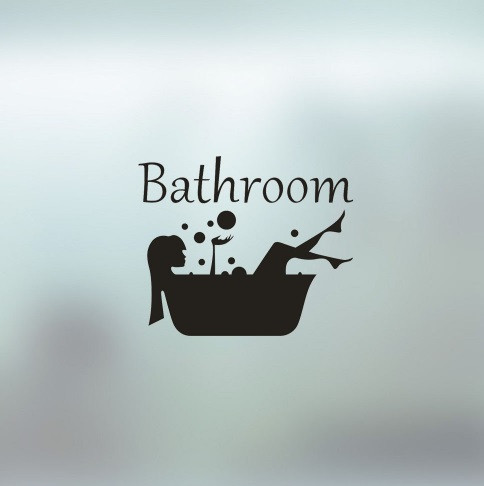 Наклейка на дверь ванной комнаты "Bathroom" - размер наклейки 19*15см - фото 2 - id-p883635262