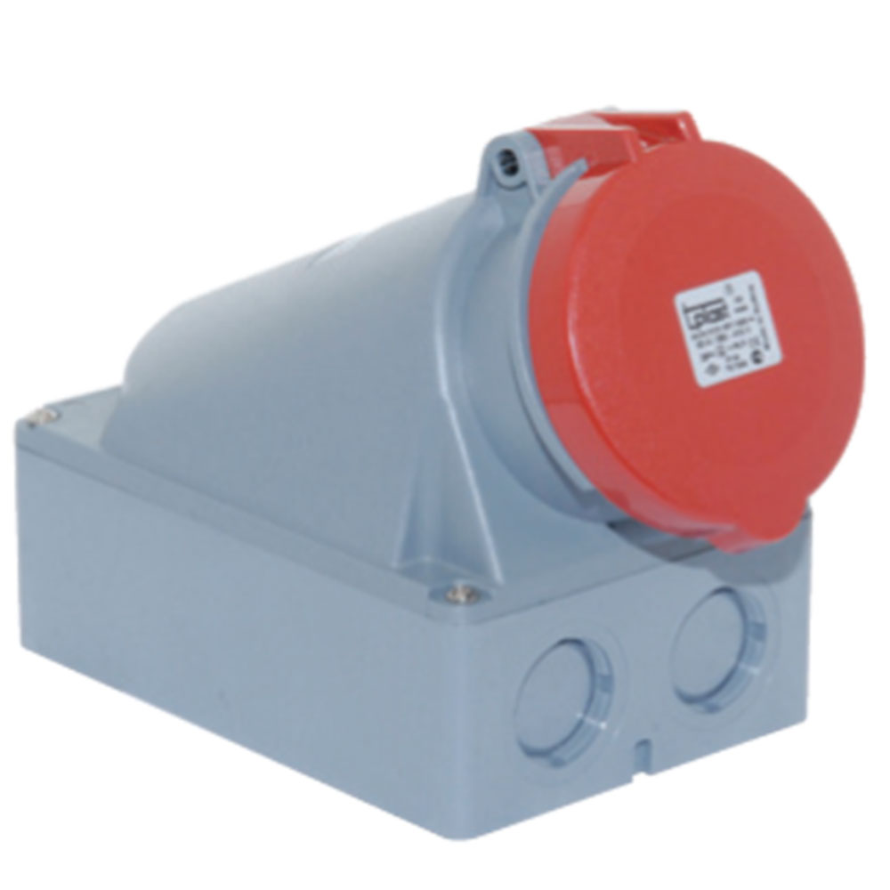 Роз'єм силовий: розетка накладна, 63А, 4 полюси 3p+e, IP44