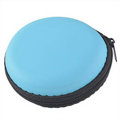 Футляр круглий на змійці для мікрофонів, навушників, кабелів, аксесуарів 8 x 3 см, blue.