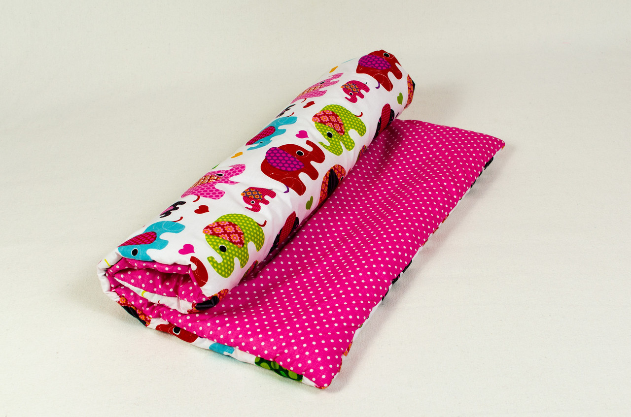 Комплект в коляску летний BabySoon Слоники на розовом одеяло 65 х 75 см подушка 22 х 26 см розовый (068) - фото 2 - id-p883691746