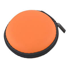 Футляр круглий на блискавці для мікрофонів, навушників, кабелів, аксесуарів 8 x 3 см, orange.