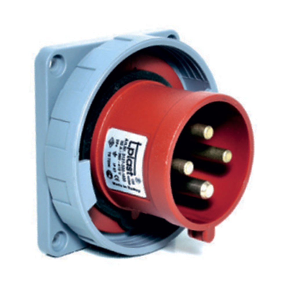 Роз'єм силовий: вилка фланцева, 16 А, 4 полюси 3p+e, IP67