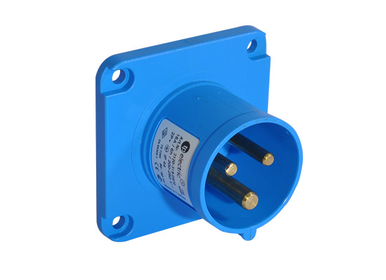 Силовий роз'єм: вилка фланцева 70х70, 32А, 3 полюси 2p+e IP44