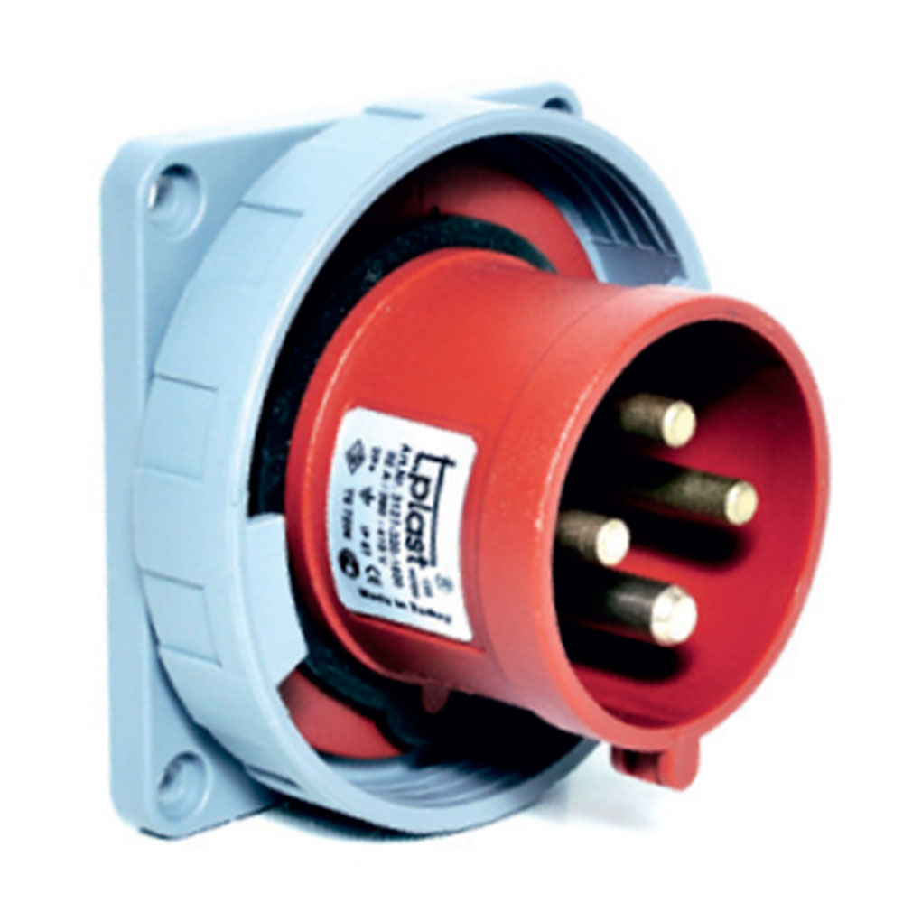 Силовий роз'єм: вилка фланцева, 32А, 4 полюси 3p+e IP67
