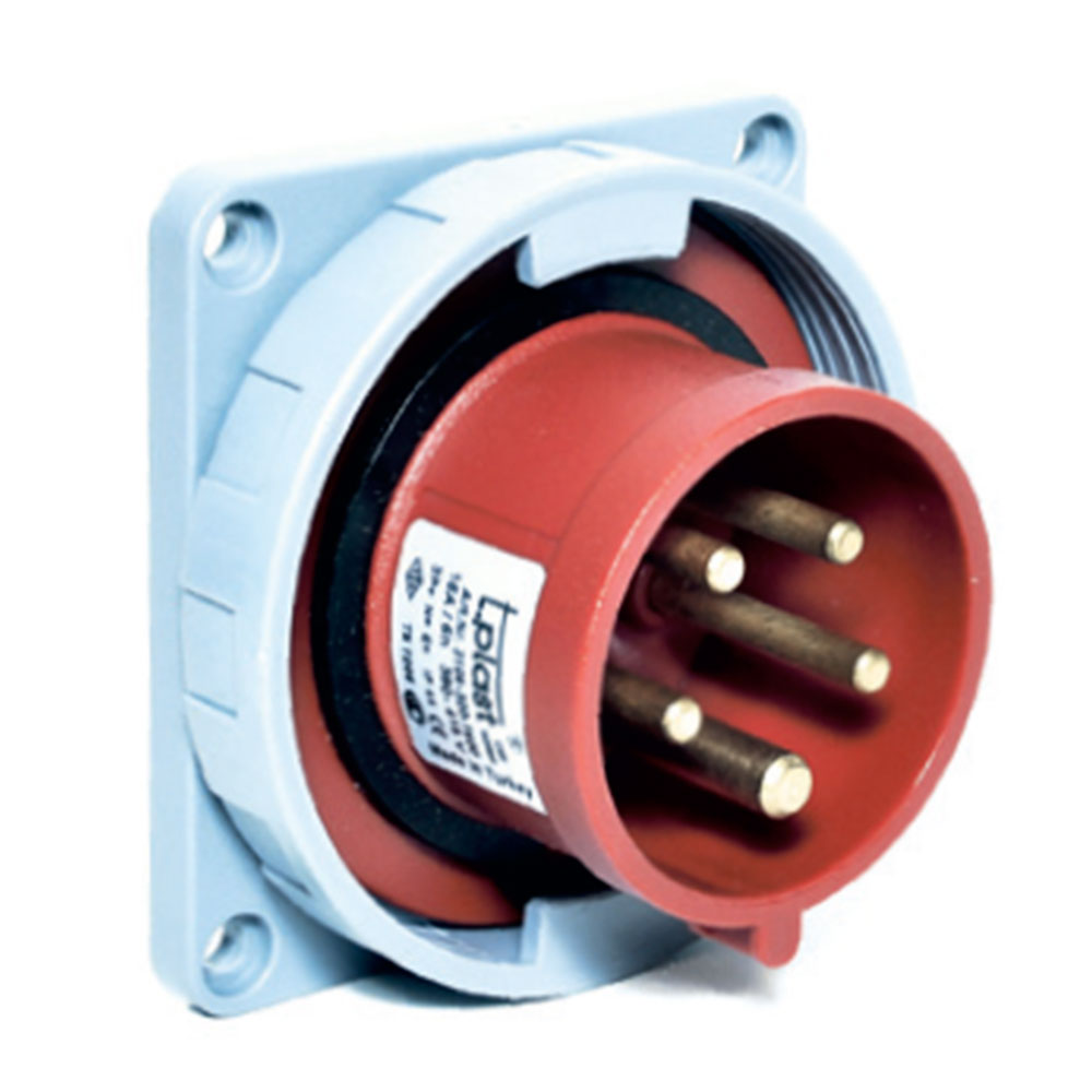 Силовий роз'єм: вилка фланцева, 32А, 5 полюсів 3p+n+e IP67