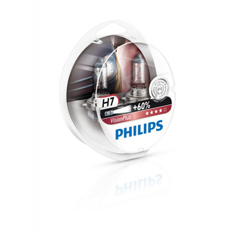Автолампа галогенна Philips H7 12 V 55 W PX26d VisionPlus+60% (Set — 2 pcs.) 12972VPS2, фото 1