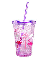 Стакан пластиковий із трубочкою "Фламінго"