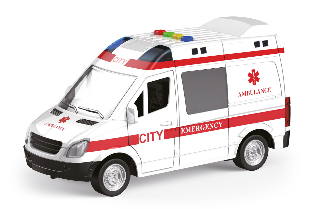 Машинка інерційна 1:16 Wenyi Швидка допомога зі звуком і світлом, фото 1