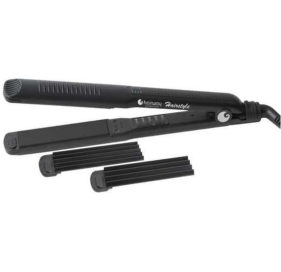 Щипці-випрямлячі Hairway Straightener and Crimper (3-змінні пластини)