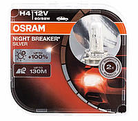 Галогенная лампа OSRAM Night Breaker Silver +100 H4 60/55W 12V P43t Duo box 64193NBS-HCB