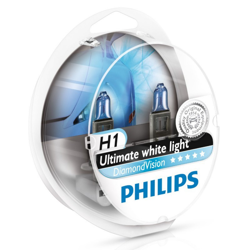 Автолампа галогенна Philips H1 12 V 55 W P14.5S DiamondVision (Set — 2 pcs.) 12258DVS2, фото 1