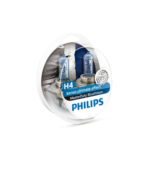 Автолампа галогенная Philips H4 24V 75/70W P43T-39 MasterDuty BlueVision (Set-2 pcs.) 13342MDBVS2, фото 1