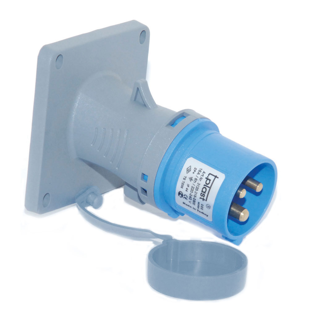 Силовий роз'єм: вилка фланцева з нахилом, 32А, 3 полюси 2p+e IP44