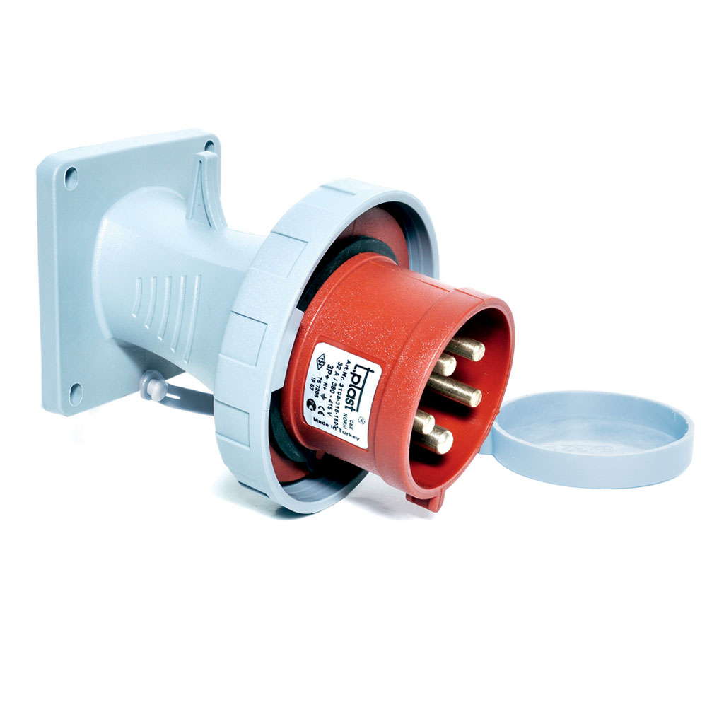 Роз'єм силовий: вилка фланцева з нахилом, 16 А, 5 полюсів 3p+n+e, IP67
