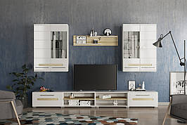 Стінка у вітальню Б'янко Світ меблів, колір білий / білий глянець