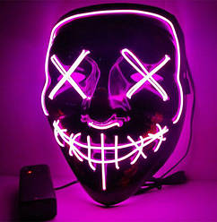 Маска LED "Судно ніч" . Вечірка. Halloween. Неонова маска рожевий