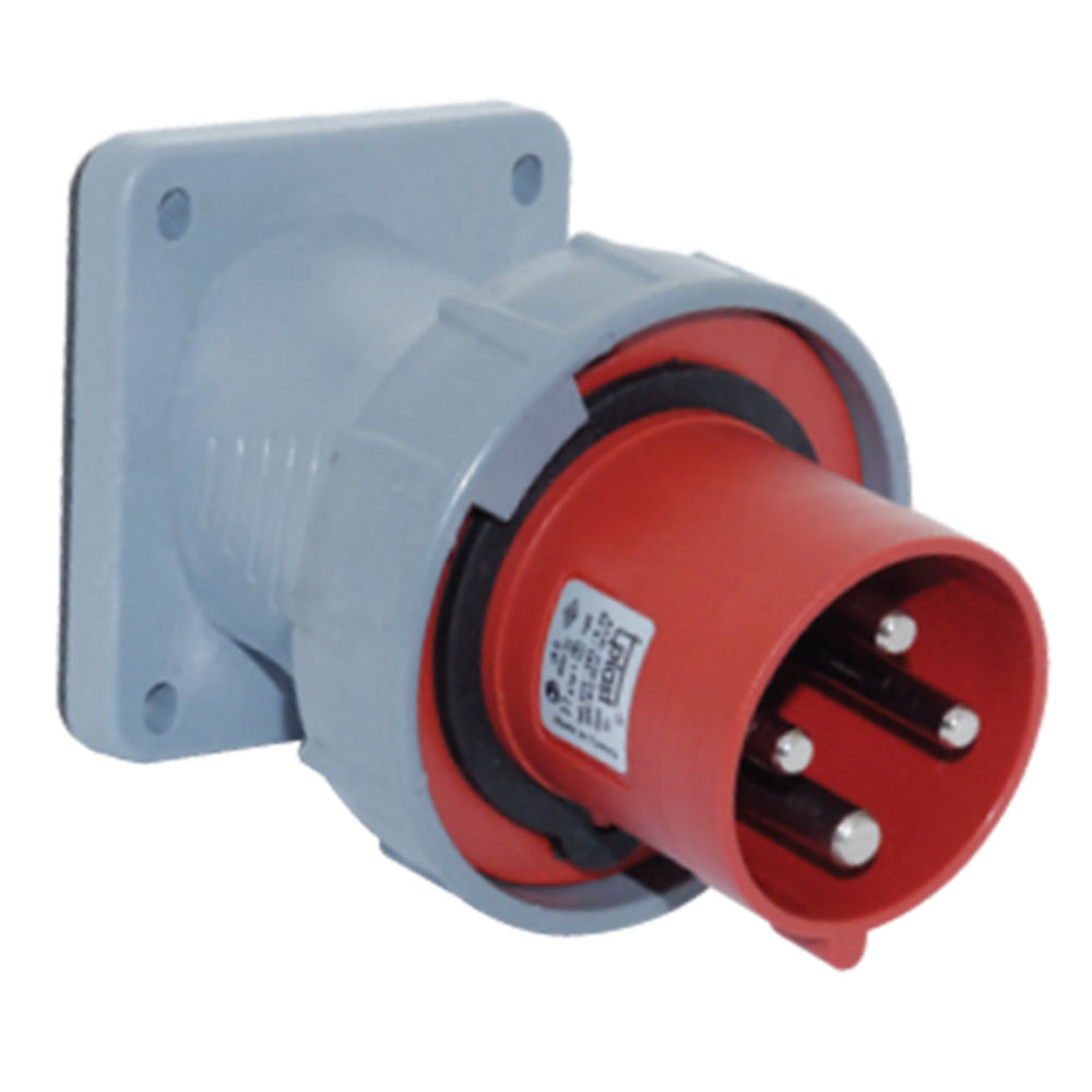 Разъем силовой: вилка фланцевая с наклоном, 125А, 4 полюса 3p+e, IP67 ...