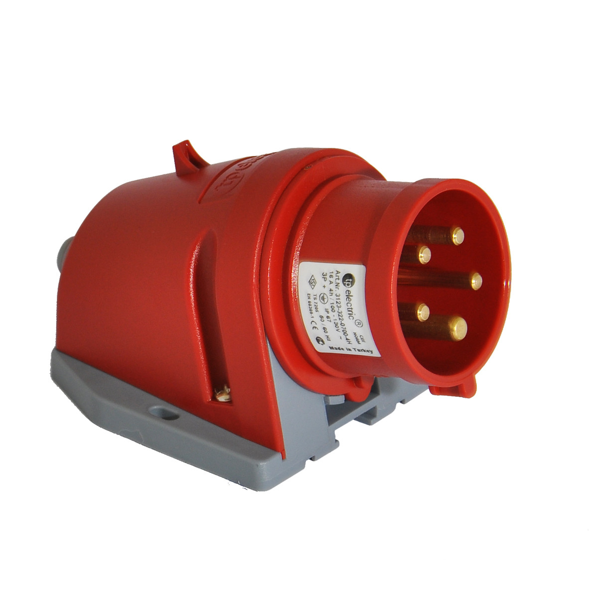 Силовий роз'єм: вилка накладна, 32А, 5 полюсів 3p+n+e IP44