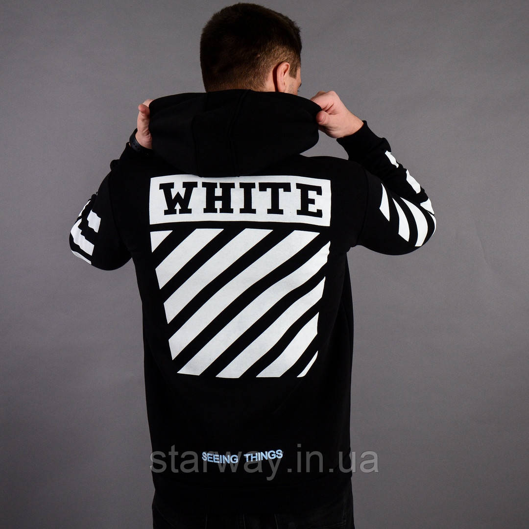 Чорне худі | толстовка off white seeing things