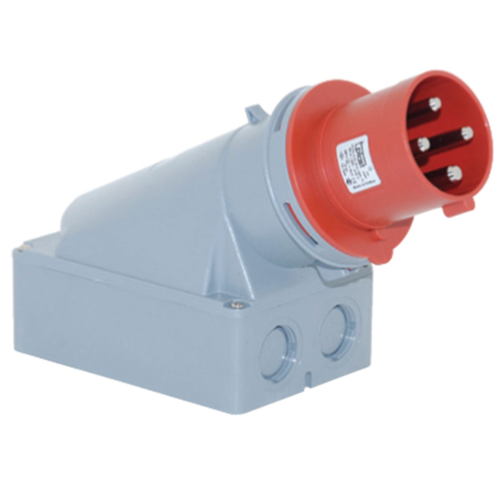 Роз'єм силовий: вилка накладна, 63А, 4 полюси 3p+e, IP44