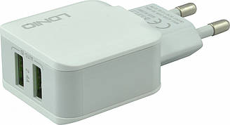 Мережевий зарядний пристрій Ldnio A2202 (2xUSB 2.4A) White