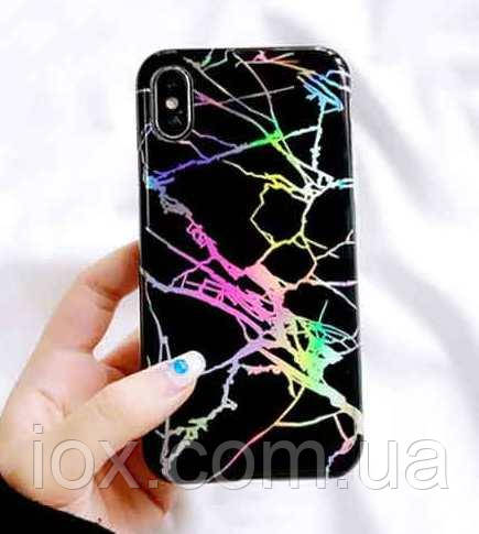 Мармуровий текстурований TPU чохол для iPhone XS Max Чорний