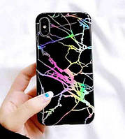 Мармуровий текстурований TPU чехол для iPhone XS Max Чорний