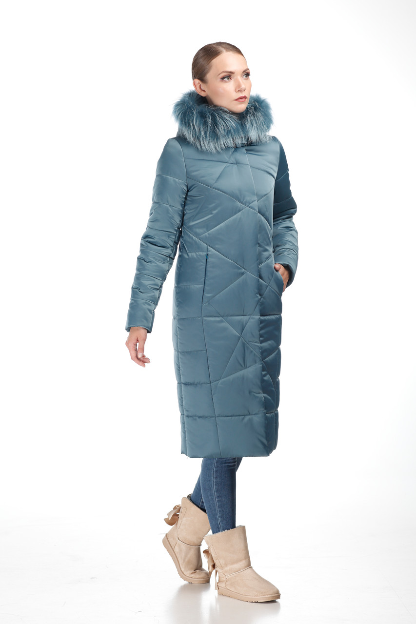 Женский Зимний Пуховик Пальто Длинное Больших Размеров МЕХ ЕНОТА 42-44 ...