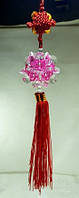 Підвіска фен-шуй Плетіння Підвісок Фен-шуй Куля кришталева квітка Рожева з червоною стрічкою 36.0 x 6.0 x 6.0 см