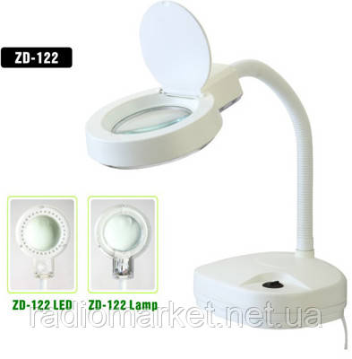 Лупа-лампа з LED-посвіткою ZD-122, 3+ 8-кратне збільшення, діаметр лінзи — 90 мм, фото 1
