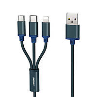 USB кабель Remax Gition RC-131th Combo 3-in-1 Lightning/microUSB/Type-C, 1m Blue