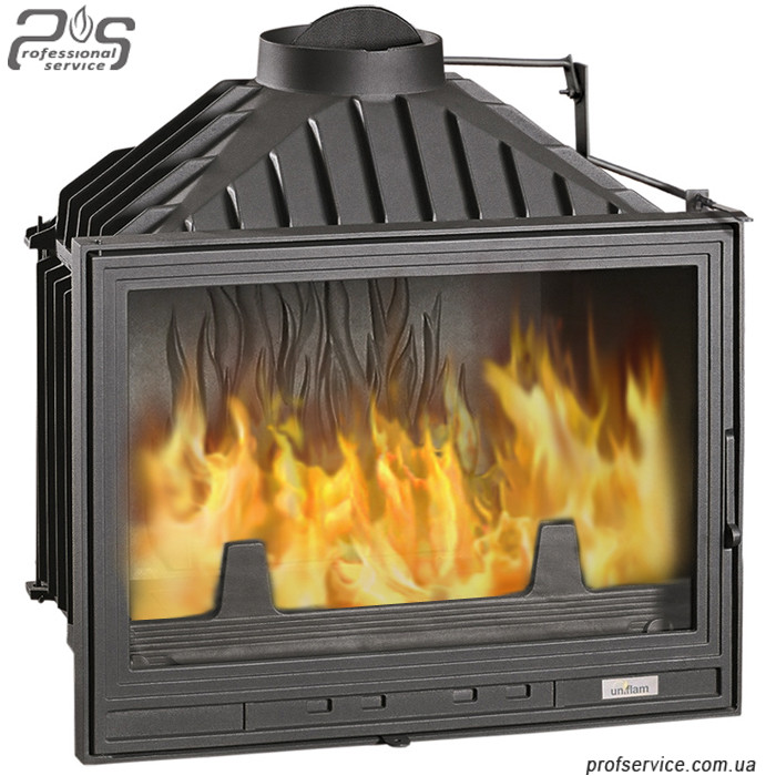 Камінна чавунна топка на дровах UNIFLAM 700 OPTIMA EKO із шибером — 14 кВт, фото 1
