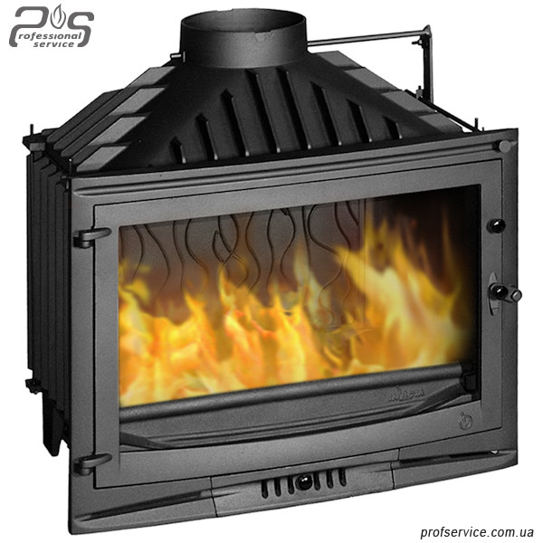 Камінна чавунна топка вбудована з панорамним склом INVICTA 700 SELENIC із шибером — 14 кВт, фото 1