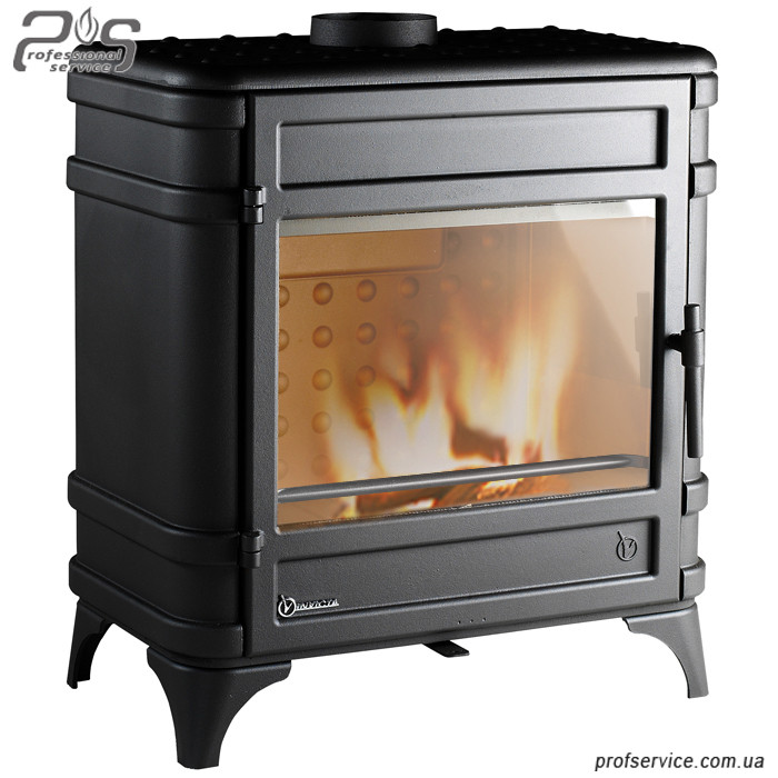 Чавунна піч-камін на дровах зі склом для заміського будинку, дачі INVICTA SIAM антрацит — 12 кВт, фото 1